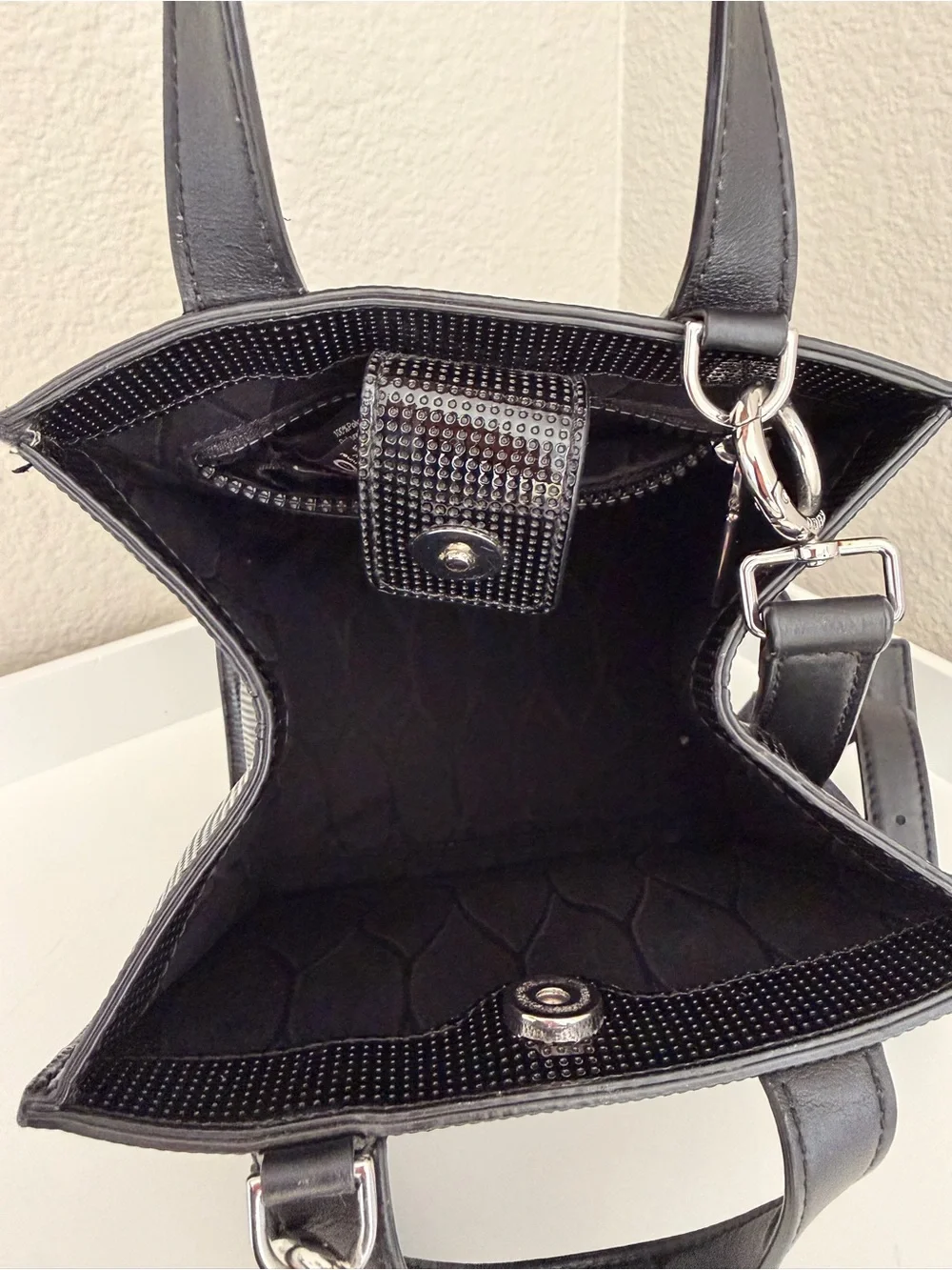 Kenzo Black Embossed Tiger Mini Briefcase Shoulder Bag